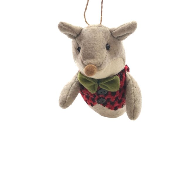 Christmas Ornament Stuffed Animal Plush Bowtie Mole Mouse Holiday Decor - Picture 10 of 10